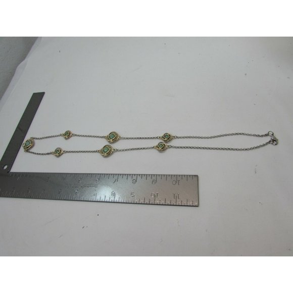 Green Faux Stone Long Necklace Chain 46174 - Picture 5 of 5